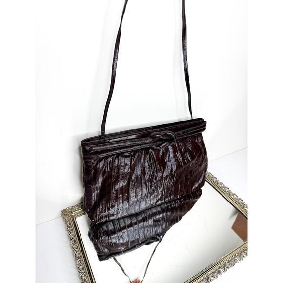 Rare Vintage womens chocolate brown EEL skin purse made in Korea, Great cond - Picture 1 of 10